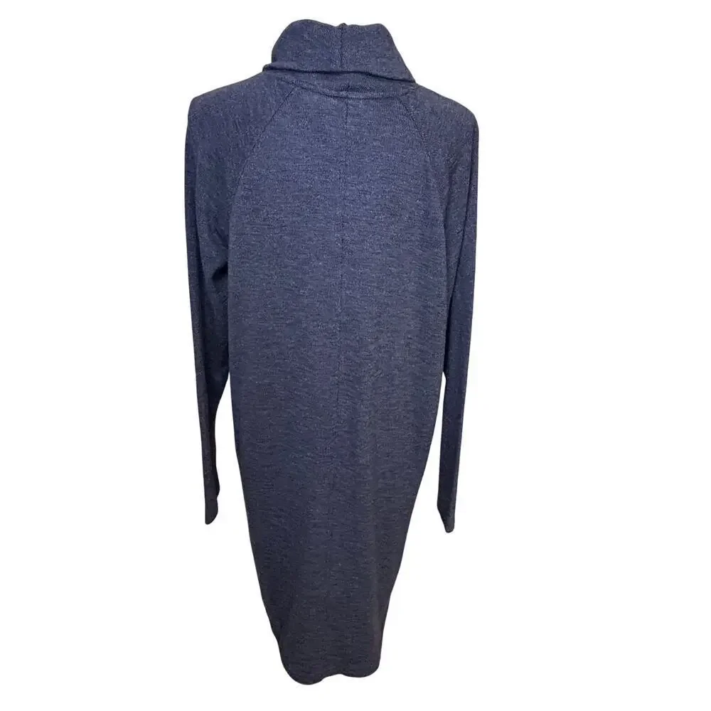 J.Jill NWT marled blue cowl neck long sleeve cozy dress with side pockets size L